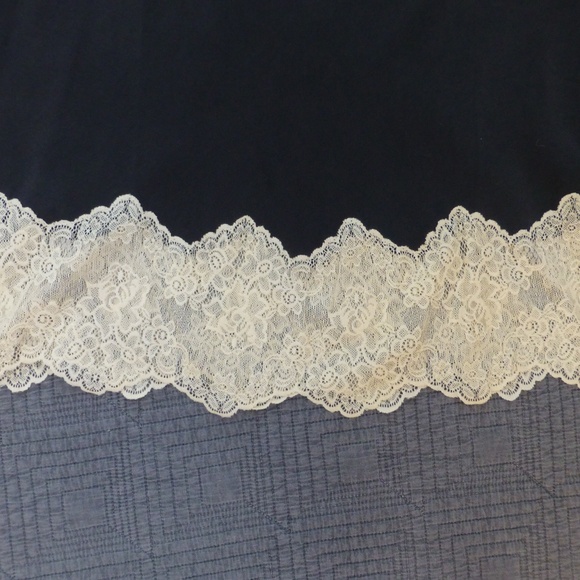 100% Silk Midi Skirt w/ Contrasting Lace Trim  Dark Grey Size XS - Picture 2 of 6